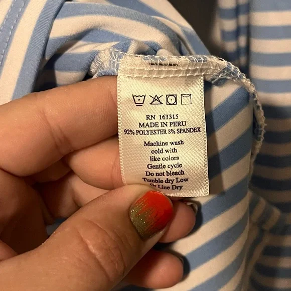 Classic Blue and White Striped Long Sleeve Top - Picture 3 of 4